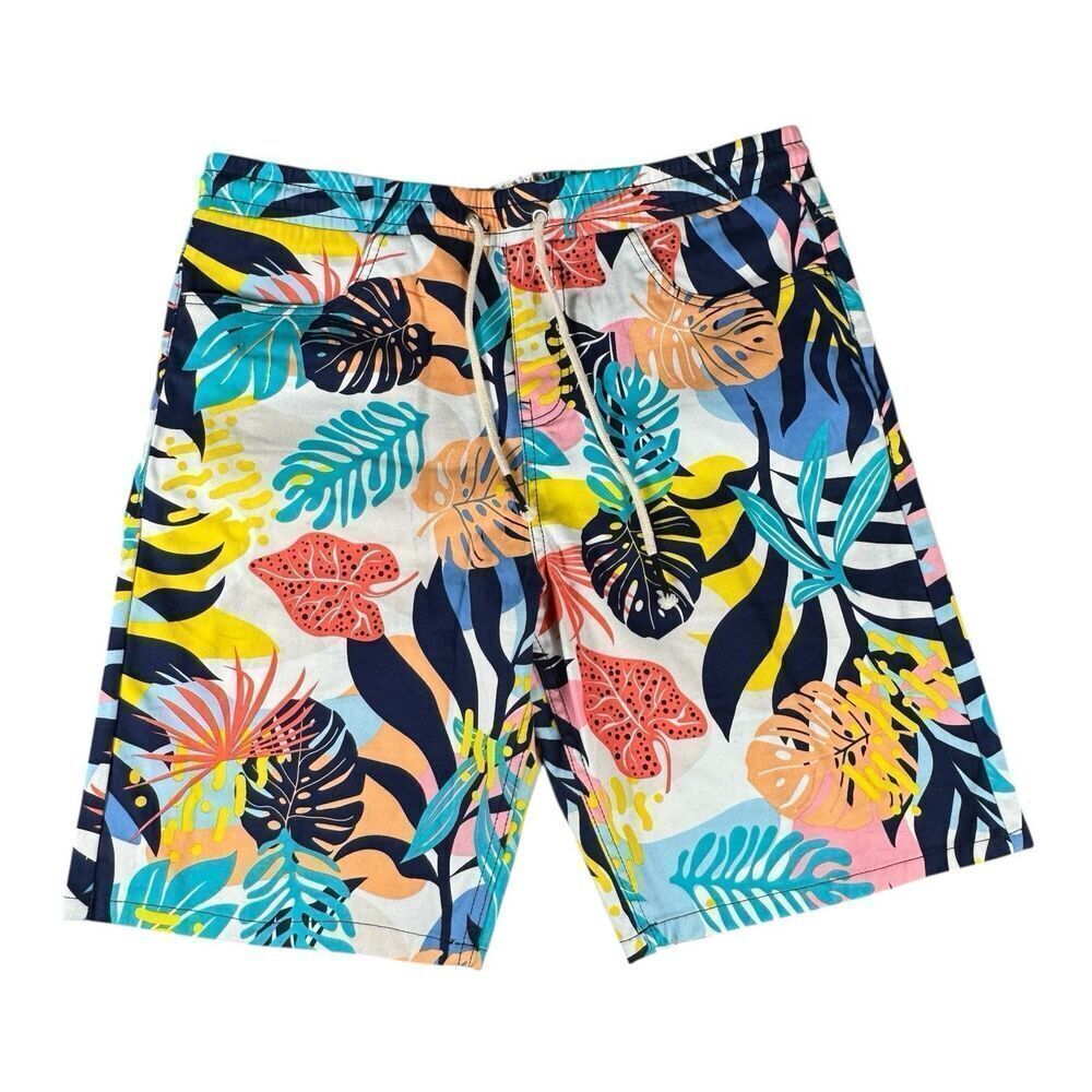 Men’s Sz L Preppy Fresh Prints Of Bel Air Monstera Shorts Drawstring Y2K 90's